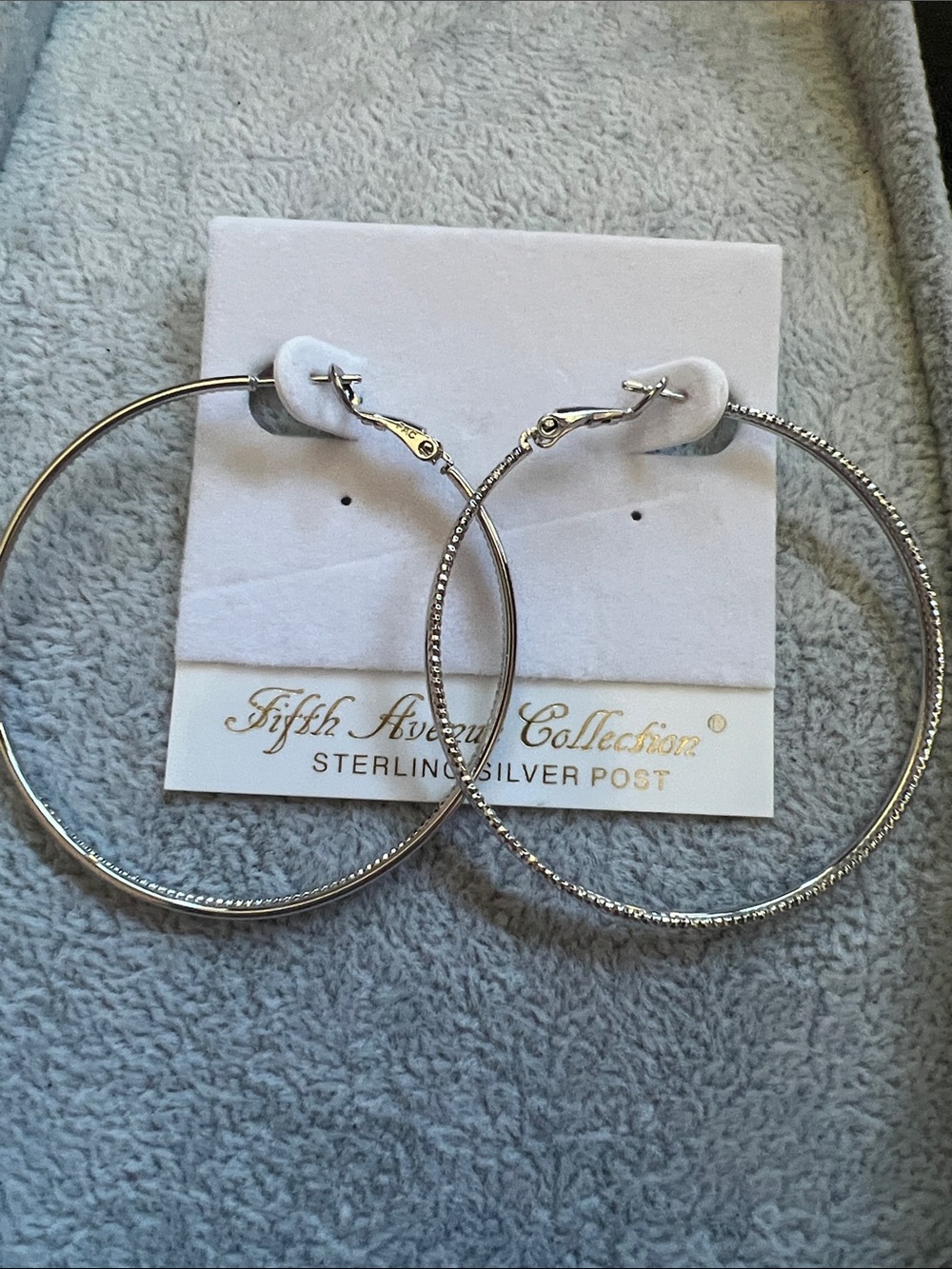 Fifth Avenue Collection Silver Hoop Earrings - Silver Textured